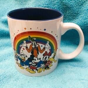 Disney Rainbow "Happy Thoughts" Large 20oz Coffee Mug- NEW
